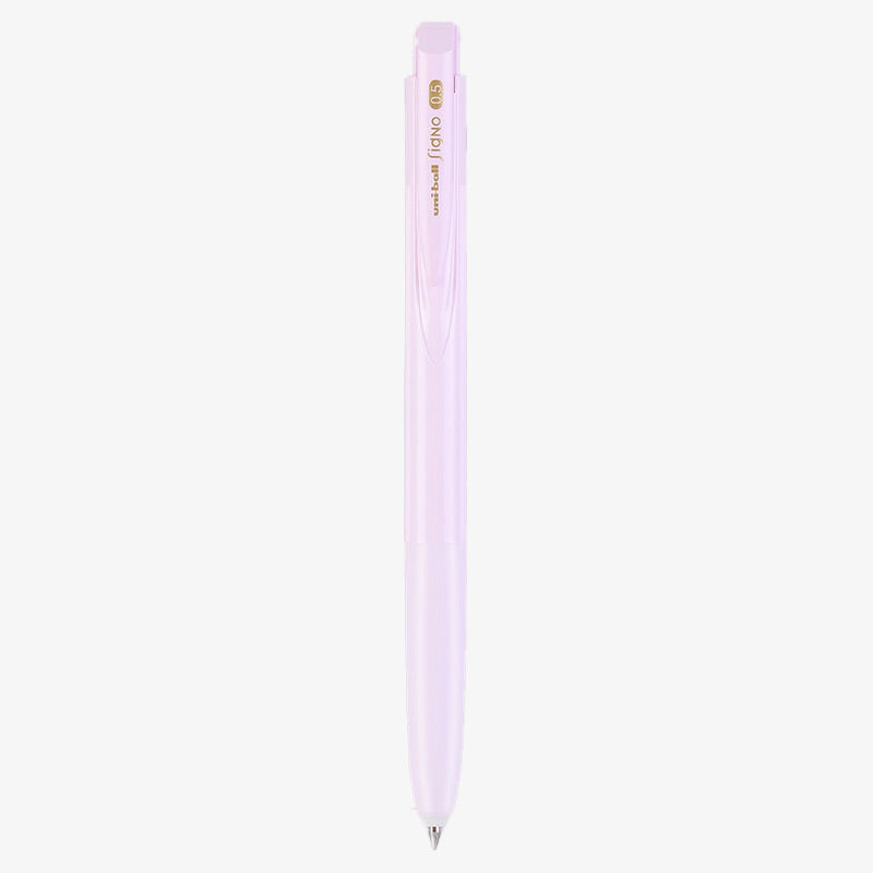 Lilac purple pastel uni-ball Signo RT1 UMN-155 retractable gel pen with a solid-color barrel and black ink