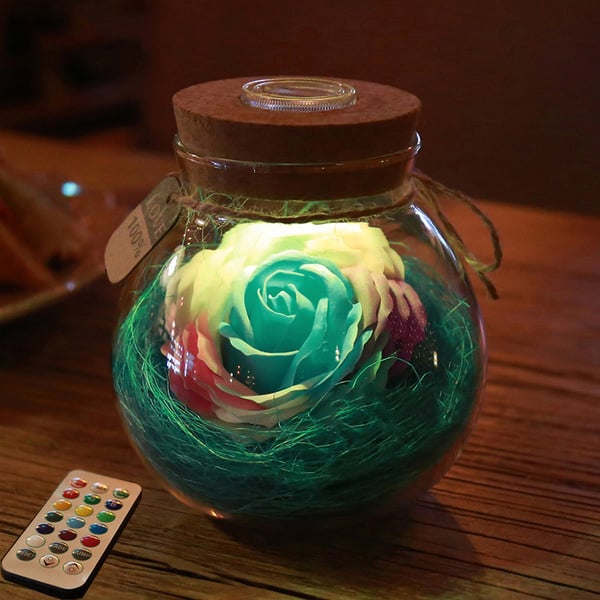 Rose Light Bottle, Blue Flower