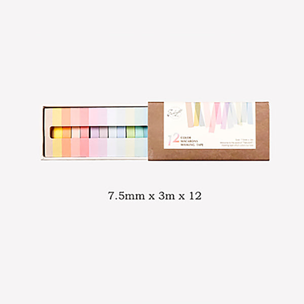 7 Pastel Colors Washi Tape 12 Rolls Set, Narrow Tape