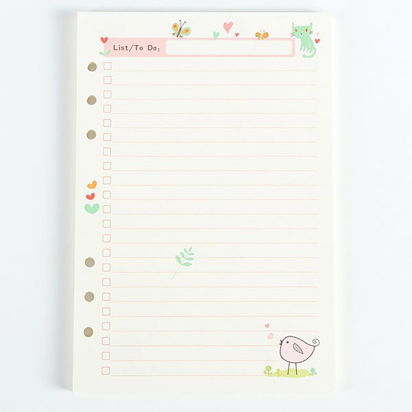 A5 Pastel Filler Paper for Spiral Notebook, To-Do List
