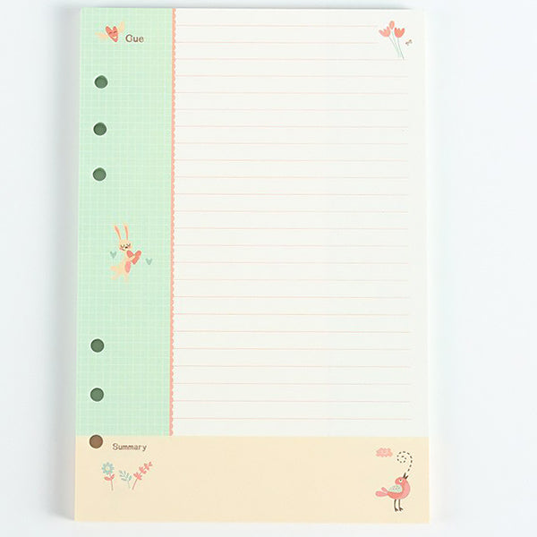 A5 Pastel Filler Paper for Spiral Notebook, Lined /w Summary