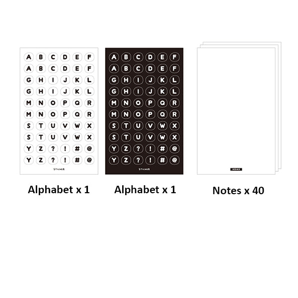 Alphabets and Numbers Sticker Note, Alphabets / Black