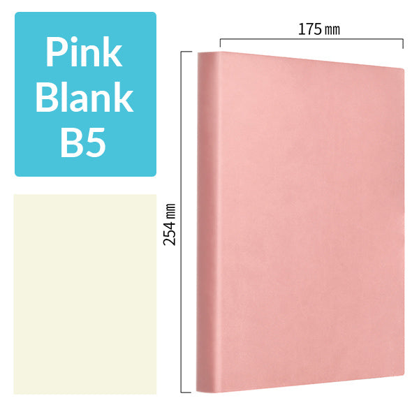 B5 256 Pages Soft Cover Journal Notebook (Cornell/Grid/Line/Blank), Pink / Blank