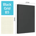 B5 256 Pages Soft Cover Journal Notebook (Cornell/Grid/Line/Blank), Black / Grid