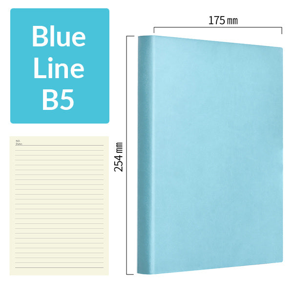 B5 256 Pages Soft Cover Journal Notebook (Cornell/Grid/Line/Blank), Blue / Line