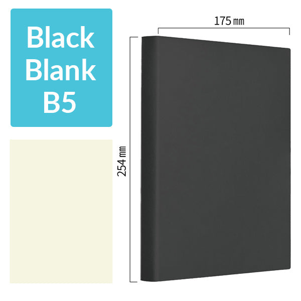 B5 256 Pages Soft Cover Journal Notebook (Cornell/Grid/Line/Blank), Black / Blank