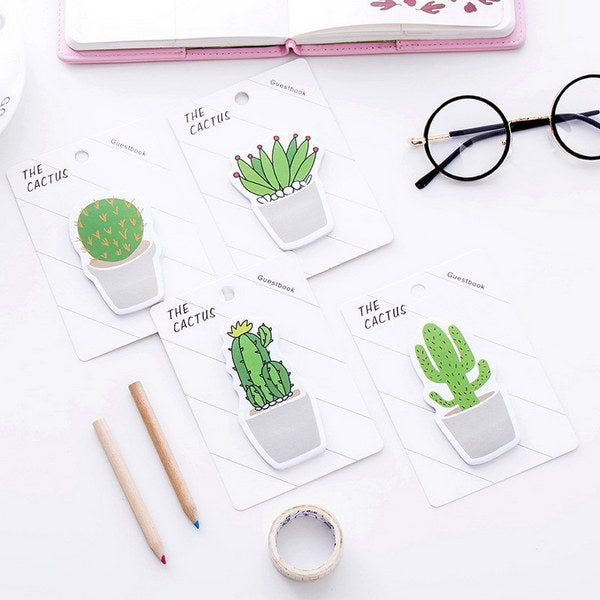 Cactus Sticky Note 4 Pads Pack, 4 Pads Set