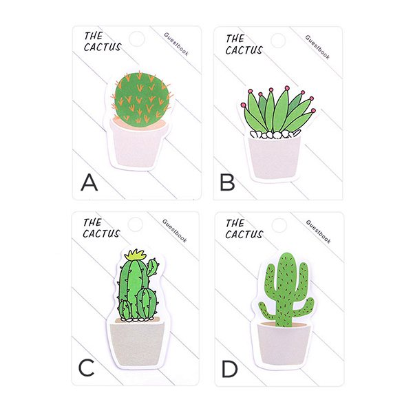 Cactus Sticky Note 4 Pads Pack