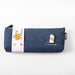 Canvas Pencil Pouch with Brooch, Blue