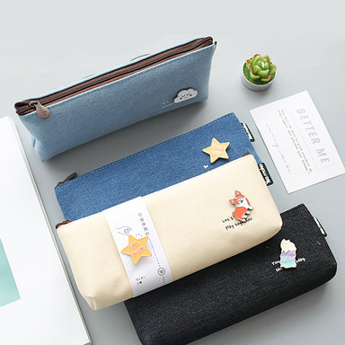 Canvas Pencil Pouch with Brooch