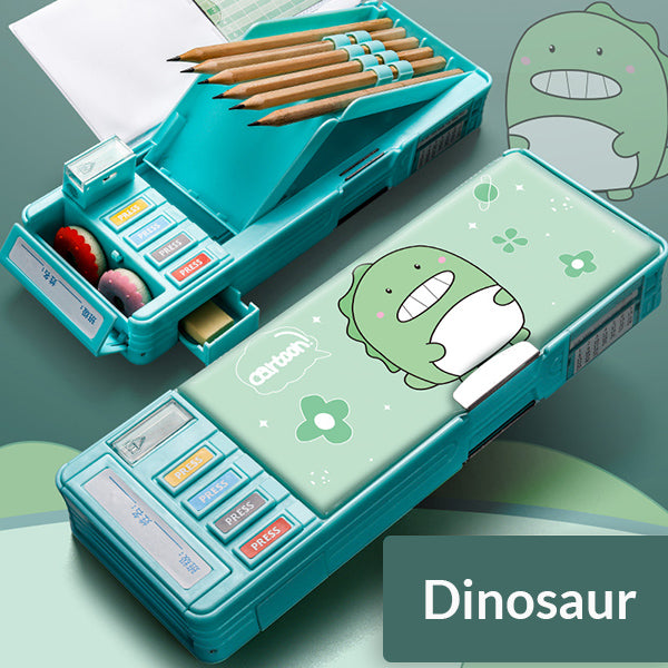 Cartoon Magnetic Pencil Case, Dinosaur / Green / Magnetic