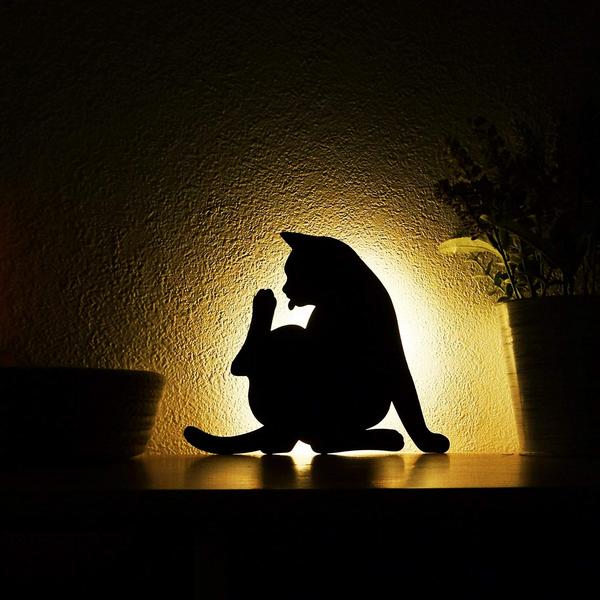 Cat Silhouette Wall Light, Relax
