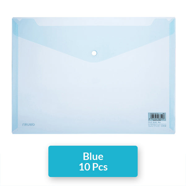 Clear Envelope Document Folder Pack with Snap Button, Blue