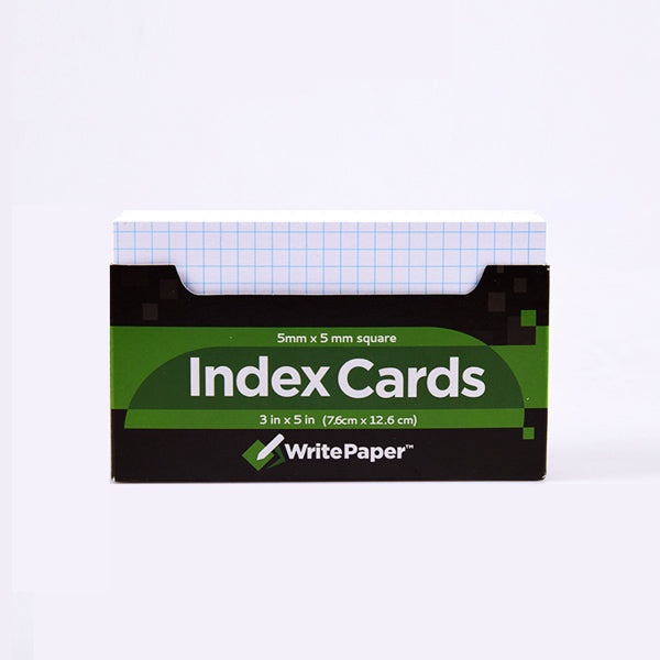 Color Ruled White Index Cards 180 Sheets, White / Gridded