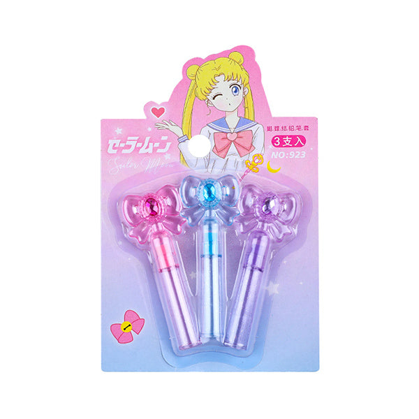 Crystal Princess Scepter Pencil Caps 3 Pcs Set, Ribbon