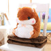 Cuddly Hamster Plush Cushion Blanket, SaddleBrown