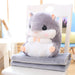 Cuddly Hamster Plush Cushion Blanket, Gray