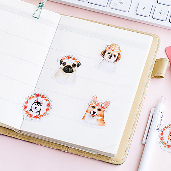Cute Dogs Drawing Paper Stickers 46 Pcs