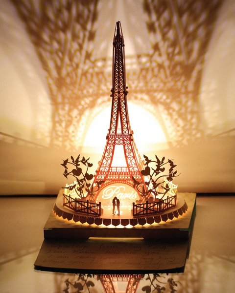 Eiffel Tower Papercut Light Model, Couple 💑