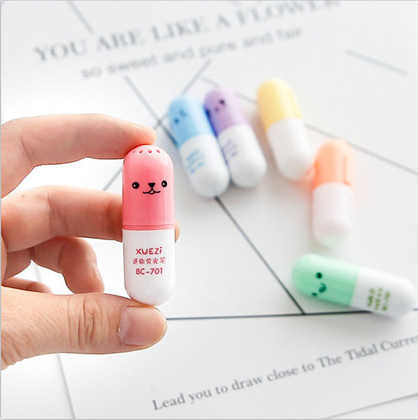 Emoticon Mini Pill Highlighter 6 Colors Pack — A Lot Mall 