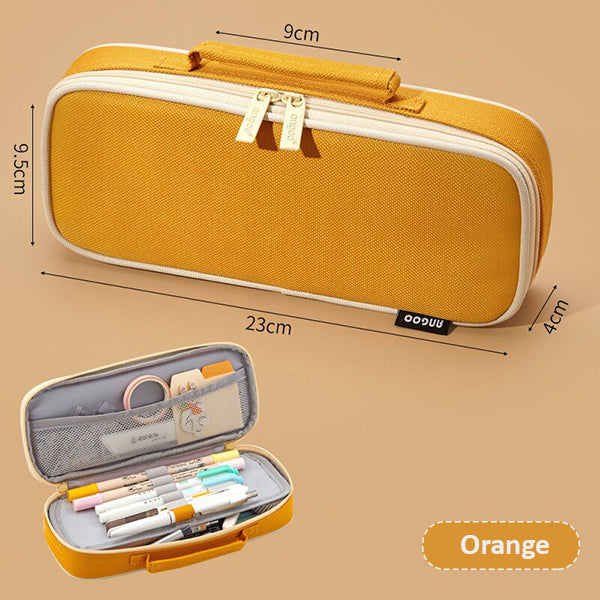 Extra-Long Canvas Zippered Pencil Case, Orange