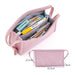 Extra-Wide Opening Multi-Compartments Pencil Case Pouch, Pink