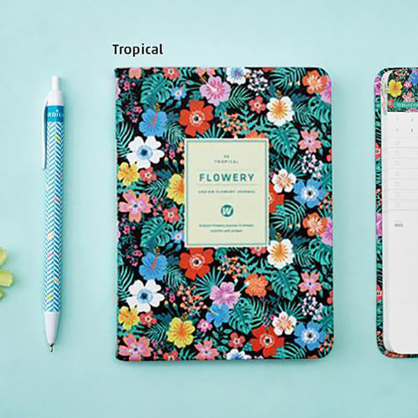 Floral Faux Leather Month Weekly Notebook Planner, 🌺Tropical / A6 - Small
