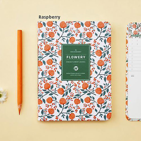 Floral Faux Leather Month Weekly Notebook Planner, 🍓Raspberry / A6 - Small
