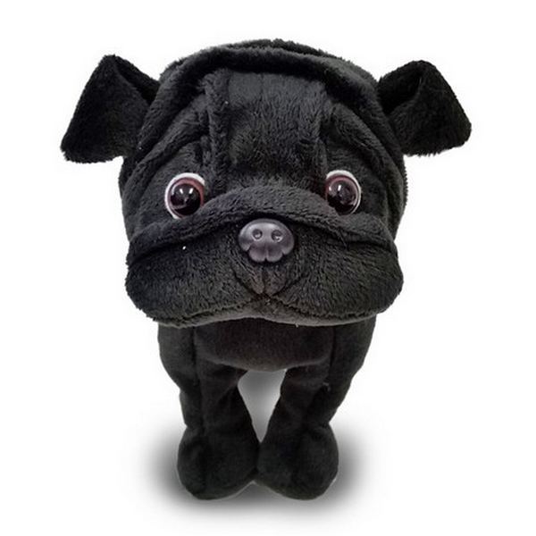 Furry Puppy Plush Toy, H. Pug Black