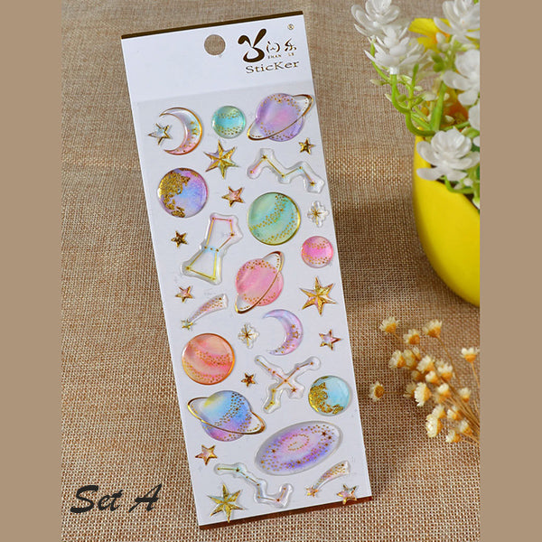 Galaxy & Unicorn Pastel Color Crystal Stickers, A