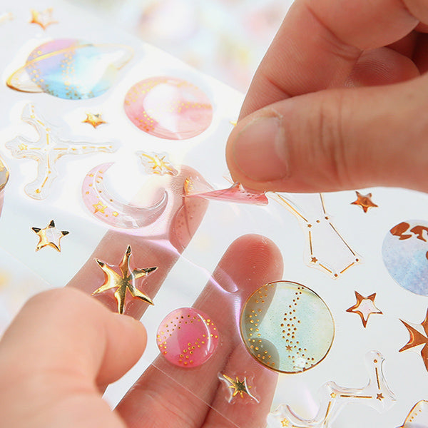 Galaxy & Unicorn Pastel Color Crystal Stickers