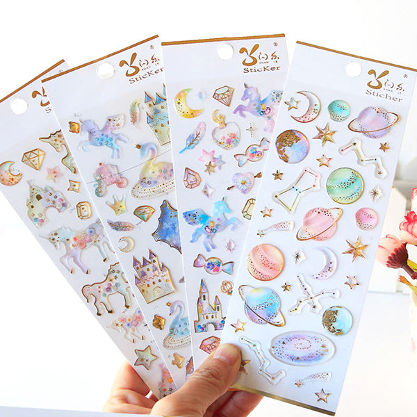 Galaxy & Unicorn Pastel Color Crystal Stickers — A Lot Mall