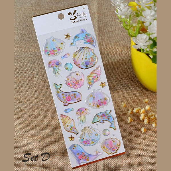 Galaxy & Unicorn Pastel Color Crystal Stickers, D
