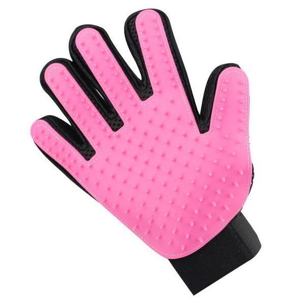 Gentle Deshedding Glove For Pet Grooming, Pink / Left