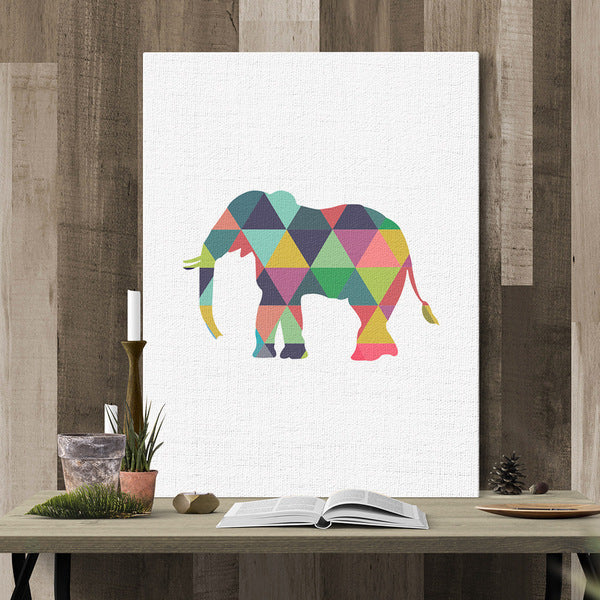 Geometric Canvas Art Print, 🐘 Elephant / Small