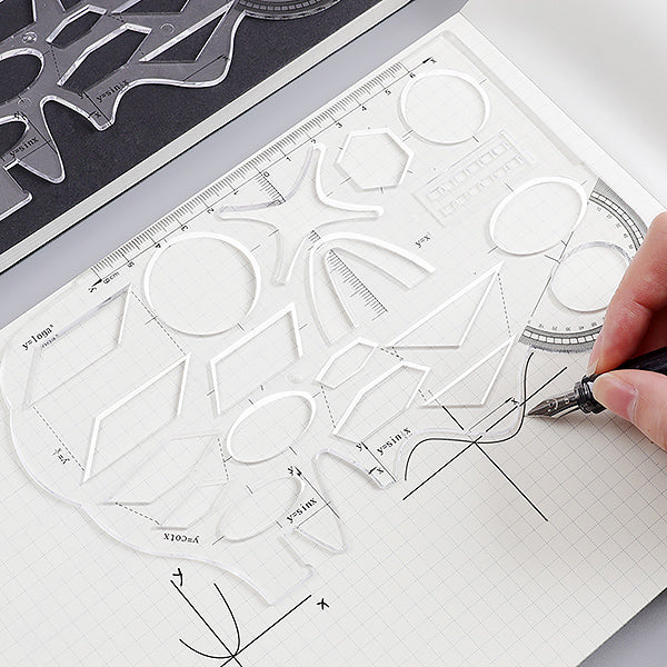 Geometric Stencils Ruler Measuring Tool for Mathematics
