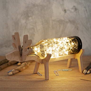 Deer Glass Bottle Light, Gray