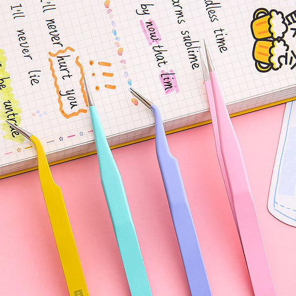 sourcing map 10pcs Sticker Tweezers for Crafting 4.53 Straight