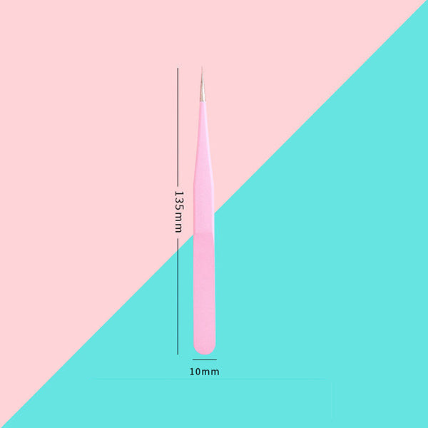 High Precision Curved and Pointed Tips Craft Tweezer, Pastel Pink / Pointed Tip