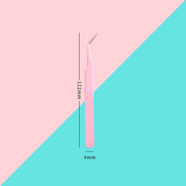High Precision Curved and Pointed Tips Craft Tweezer, Pastel Pink / Curved Tip