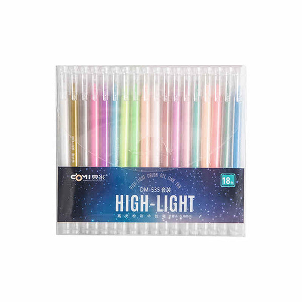 Highlight Gel Ink Pen 0.6mm 9/18 Colors Set, 18 Colors Sets