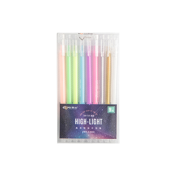 Highlight Gel Ink Pen 0.6mm 9/18 Colors Set, 9 Colors Set