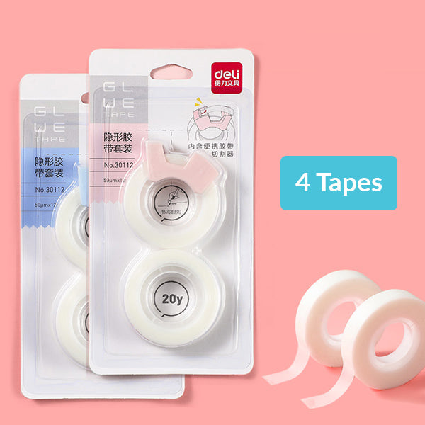Invisible Matt Adhesive Tape with Dispenser Bundle, 2 Sets 4 Tapes