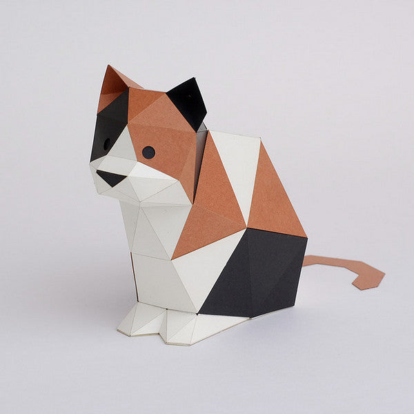 KAKUKAKU Tiny Papercraft Animal, Calico Cat 🐈