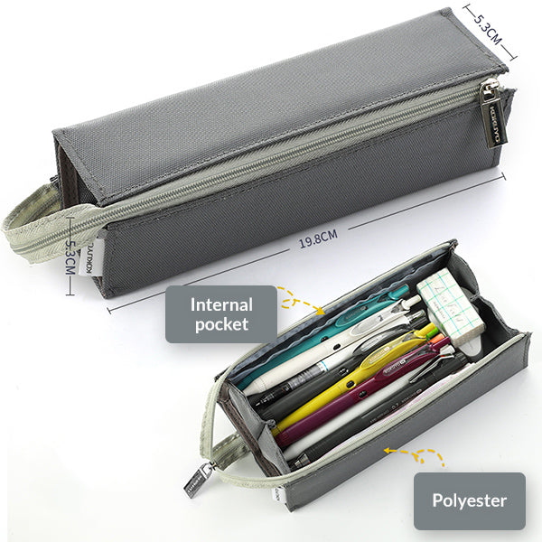 KOKUYO C2 Tray Type Pencil Case with Handle, Deep Gray