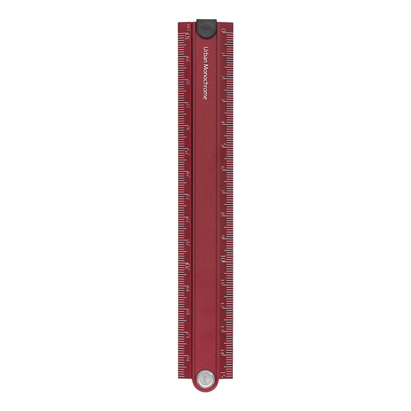 KOKUYO Urban Monochrome Alumite Foldable Ruler 15-30cm, Red