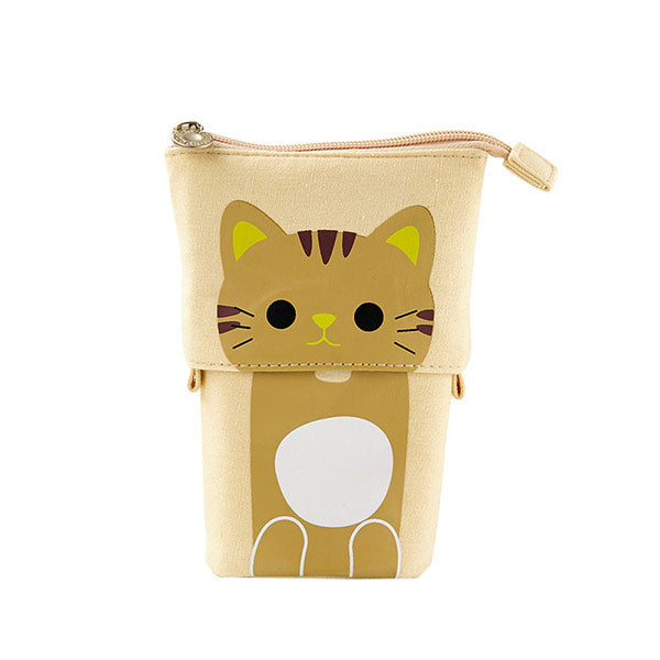 Kawaii Animal Stand-Up Foldable Pencil Case, 🐱Brown Cat