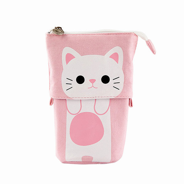 Kawaii Animal Stand-Up Foldable Pencil Case, 🐱White Cat