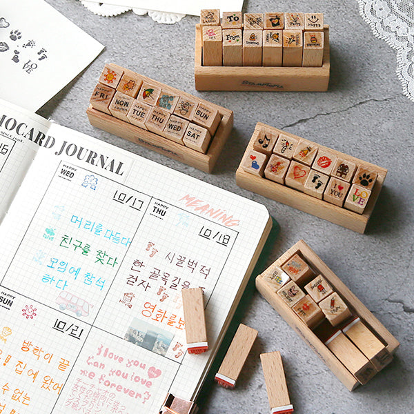 Kawaii Daily Planner Wooden Stamp Set