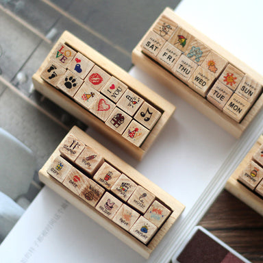 Kawaii Daily Planner Wooden Stamp Set
